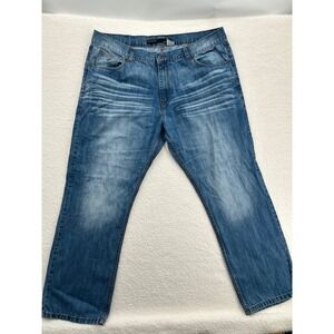 Rocawear Mens Original Blue Denim Jeans W42 L32 Medium Wash Straight Leg Hip Hop